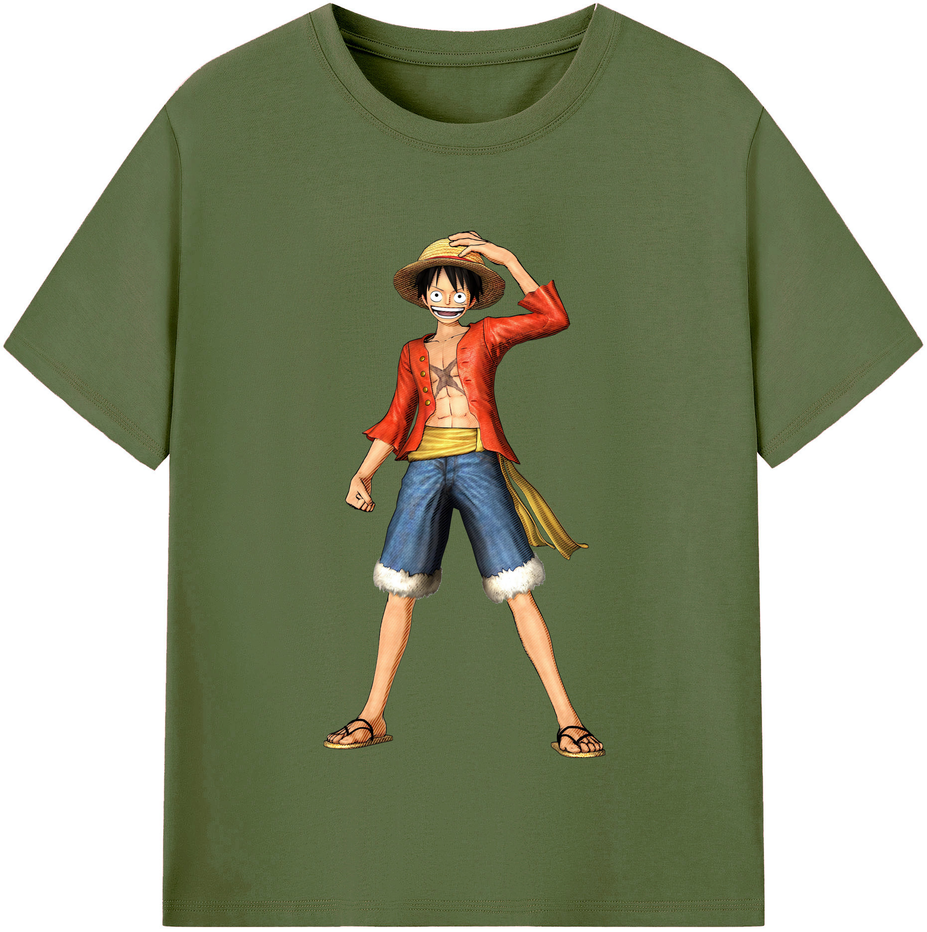 ワンピース モンキー・D・ルフィ ONE PIECE Monkey D. Luffy 綿100％半袖Tシャツ（フロントプリント）